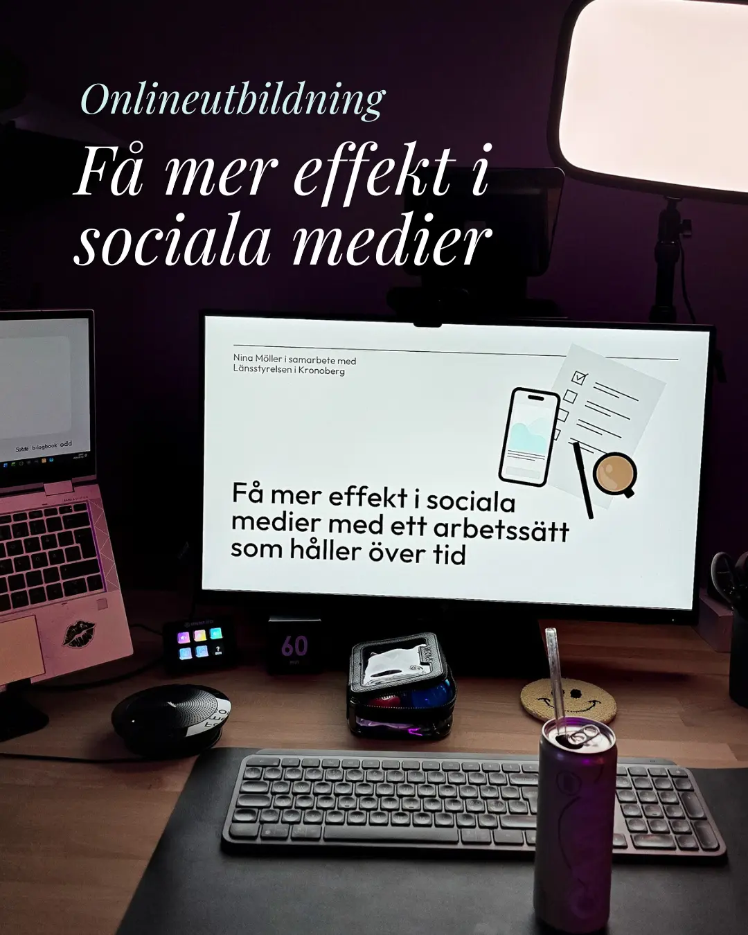 Nina Möller håller utbildning i sociala medier för företagare genom Länsstyrelsen i Kronoberg